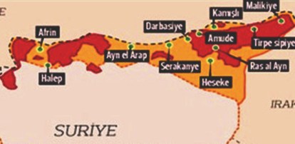Kuzey Suriye bölgesine ait harita